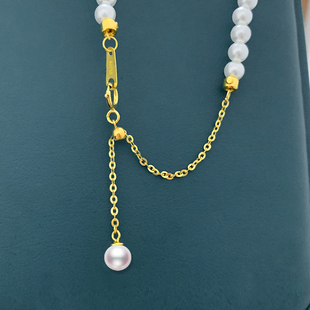 18k金项链加长延长链手链珍珠黄金玫瑰金白金可调节o字链diy配件