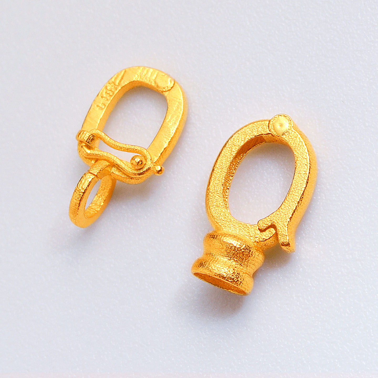 18k金扣头古法配件连接扣子拳头au750黄金配件珍珠项链手链吊坠扣