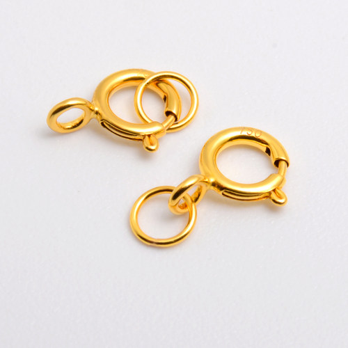 18k金弹簧扣五花手链调节扣延长链黄金项链m扣防掉龙虾s连接扣头