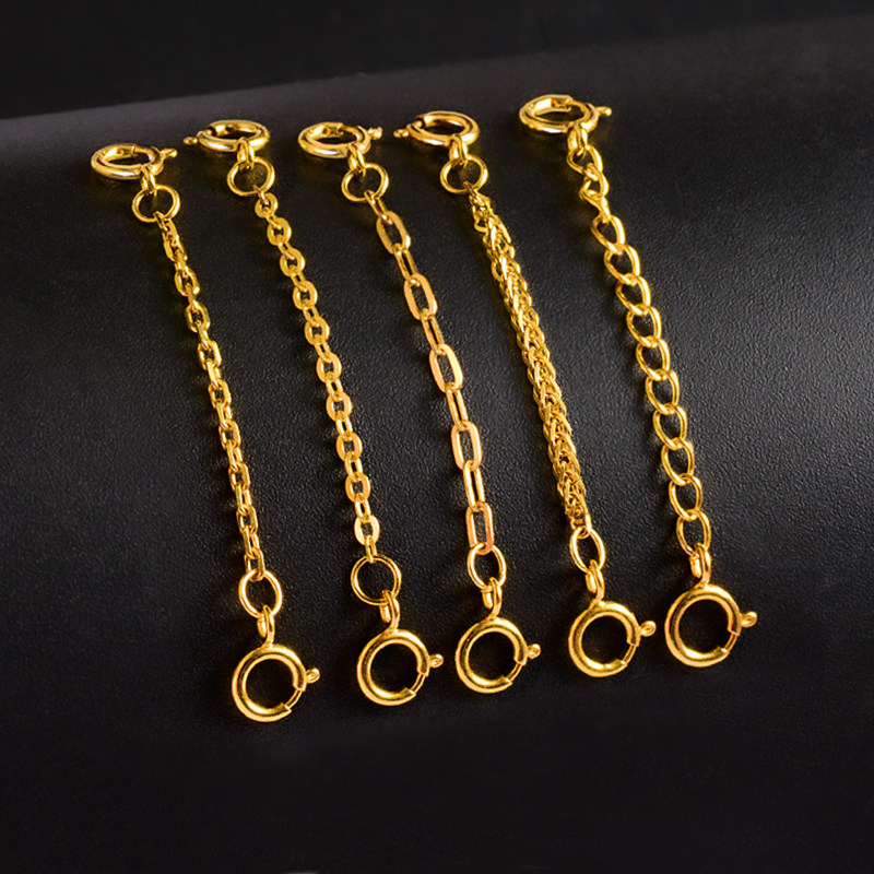 双扣头18k金延长链珍珠项链手链加长彩金肖邦配件防掉神器玫瑰金