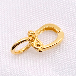 18k金扣头多功能扣吊坠珍珠小滴溜弹簧扣项链手链黄金配件diy提溜