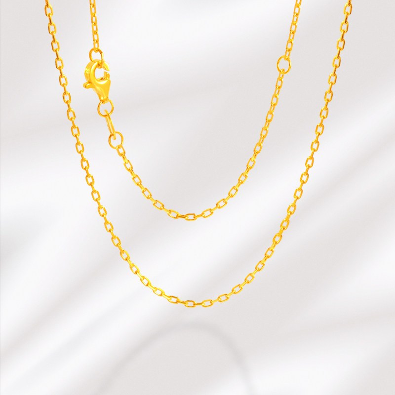 5G黄金项链999足金十字链可调节素链送母亲万字链24k金纯金锁骨链