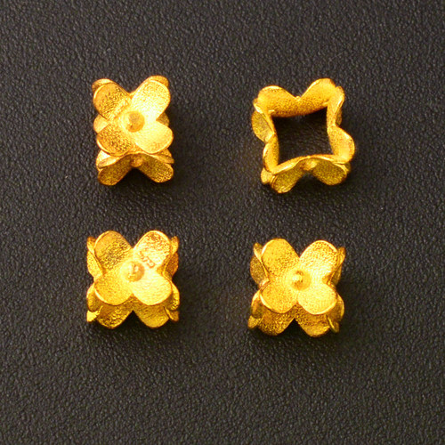 18K古法金四方金花隔片老金隔珠大孔DIY手链手串配件配珠散珠配饰