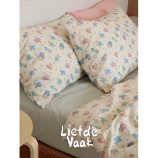 频繁热爱【ovoo】卡通图案40支全棉四件套兔子纯棉被套床单床