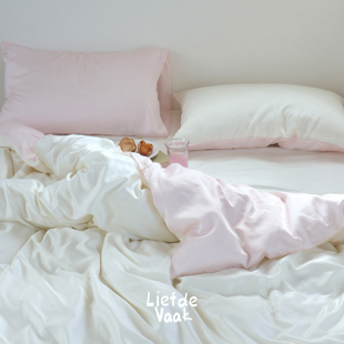 Liefde vaak「拼色天丝」60s兰精天丝四件套拼色裸睡柔软被套床品