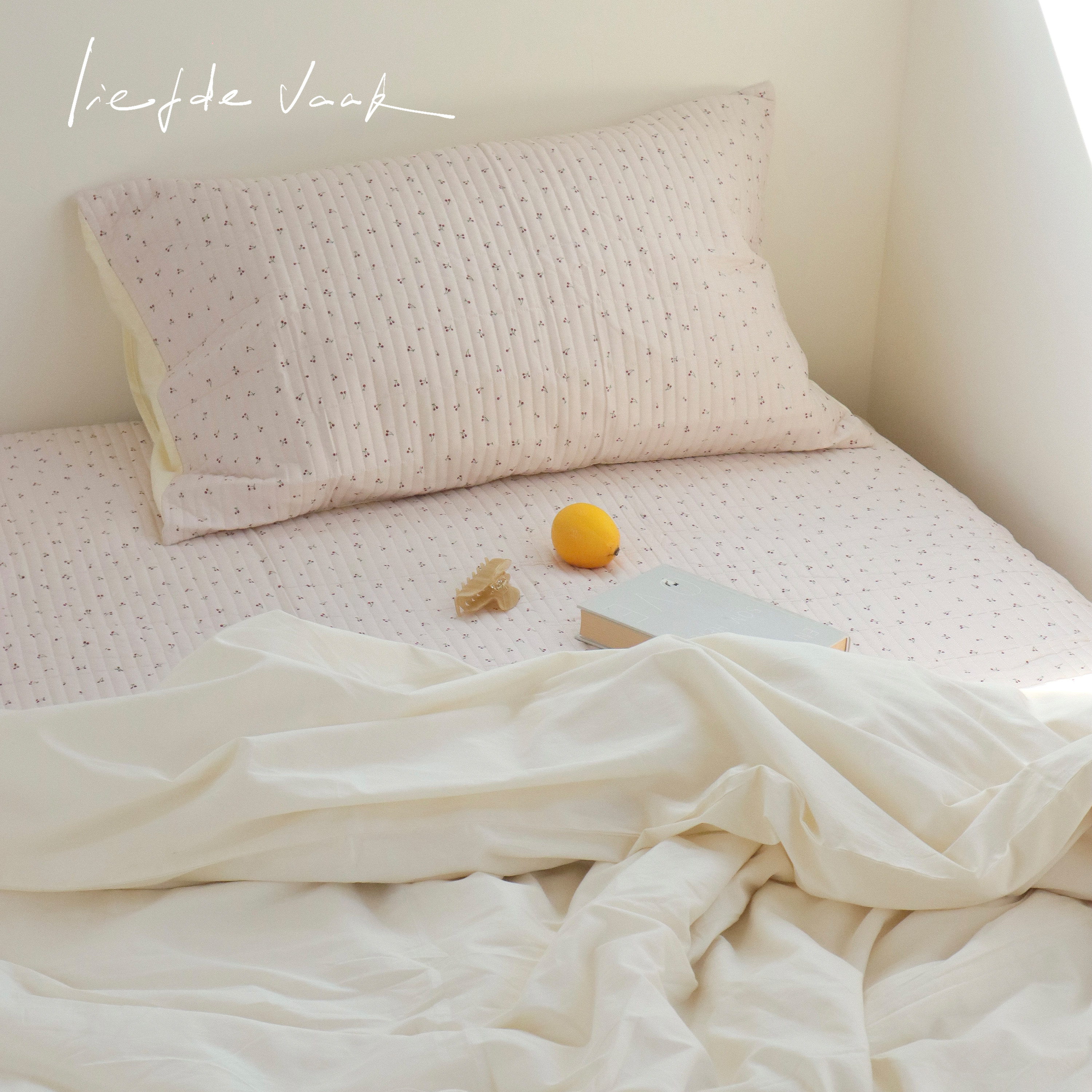 Liefde vaak「奶霜车厘子」夹棉樱桃床笠全棉亲肤四件套纯棉床品,床上用品,床品套件/四件套/多件套,淘宝优惠券,粉丝福利购,淘宝优惠卷