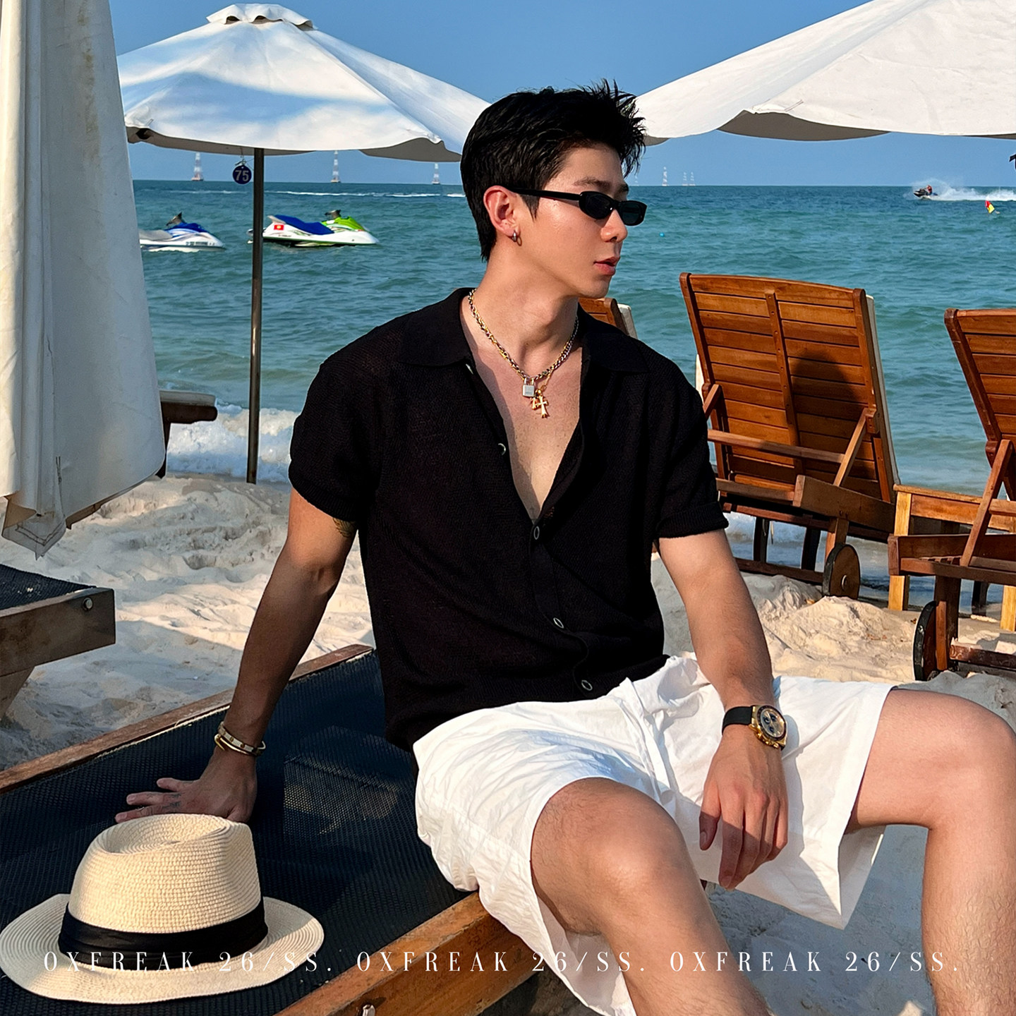 OXFREAK「网眼镂空 轻薄透气」松弛感夏季针织polo开衫男休闲百搭