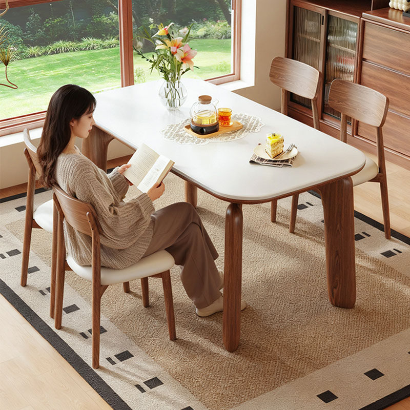 政府补贴实木岩板餐桌椅组合现代简约家用小户型长方形轻奢高级感