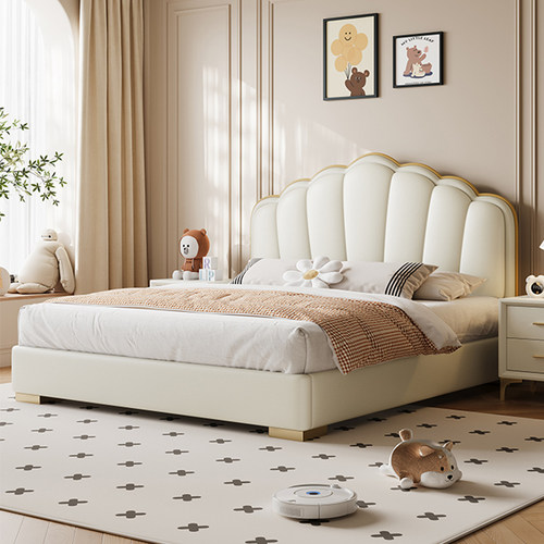 晨巢实木软包奶油贝壳床