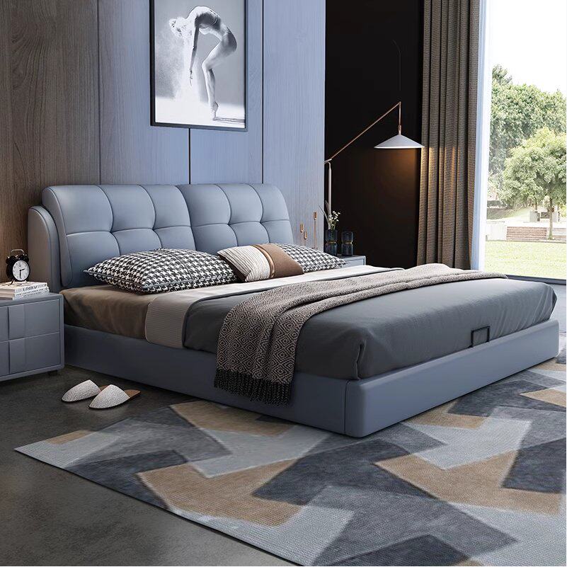 政府补贴真皮床新款主卧室高端大气现代简约双人实木床软包婚床