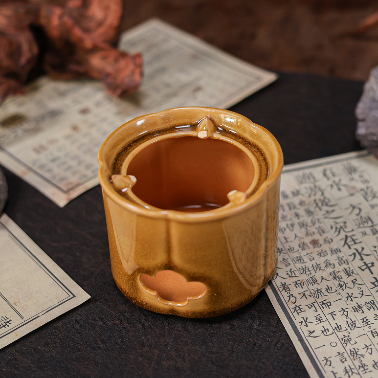 梵山堂赤金琉璃素面海棠酒精炉