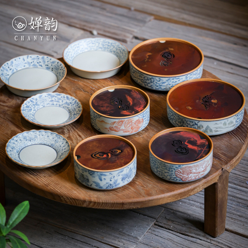 婵韵朴云堂矾红山水雪景壶承