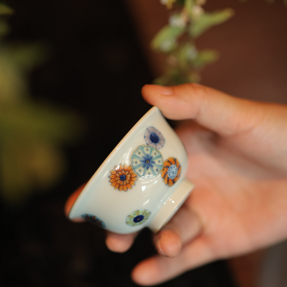 玗琪轩茶具皮球花压手杯主人杯