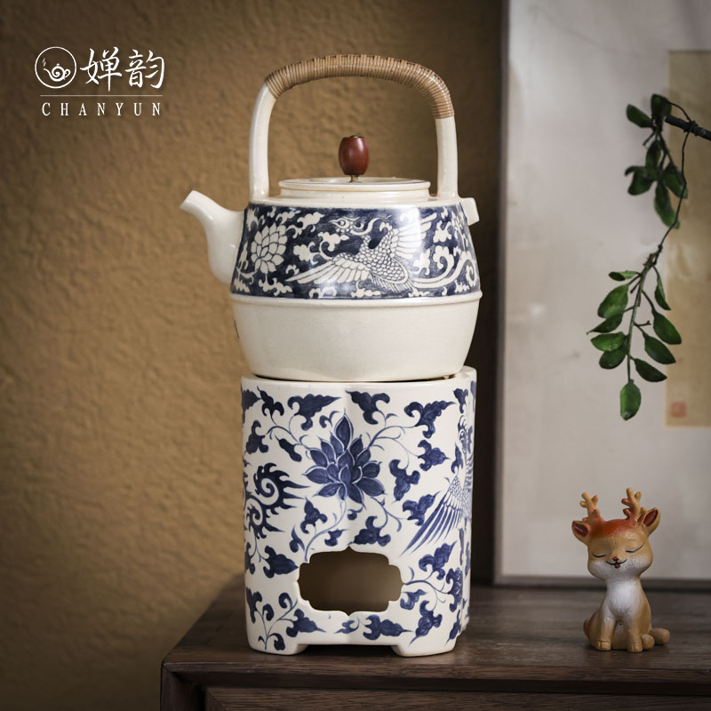 梵山堂苏打釉青花凤问渠壶海棠炉