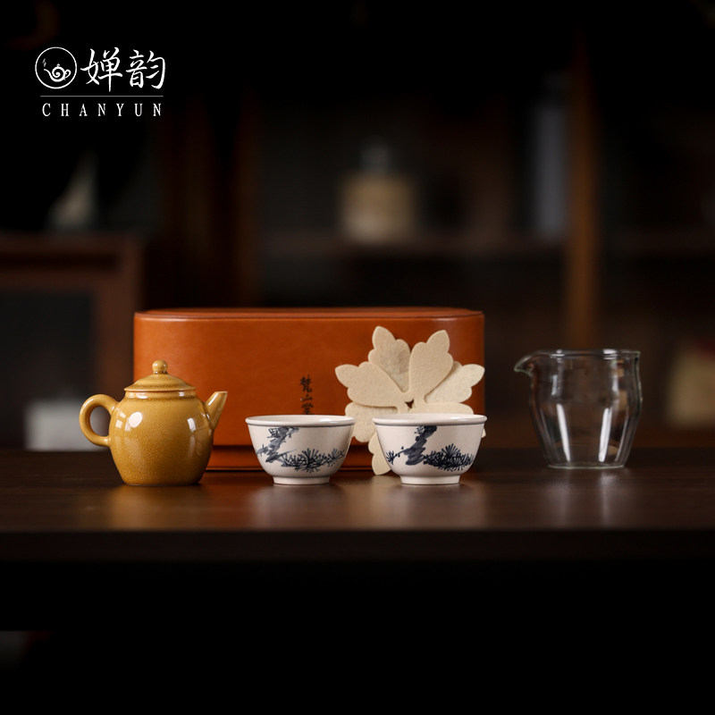 梵山堂赤金琉璃揽月套组一壶两杯