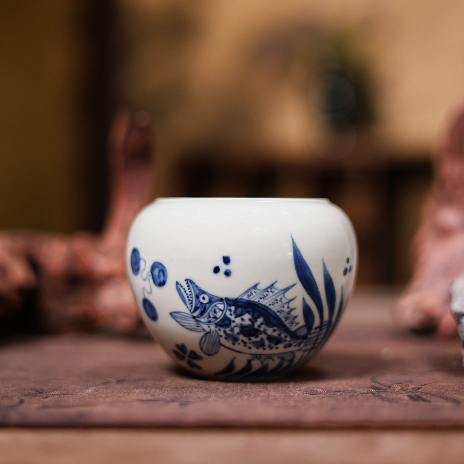 婵韵立勤堂青花鳜鱼水洗茶洗建水