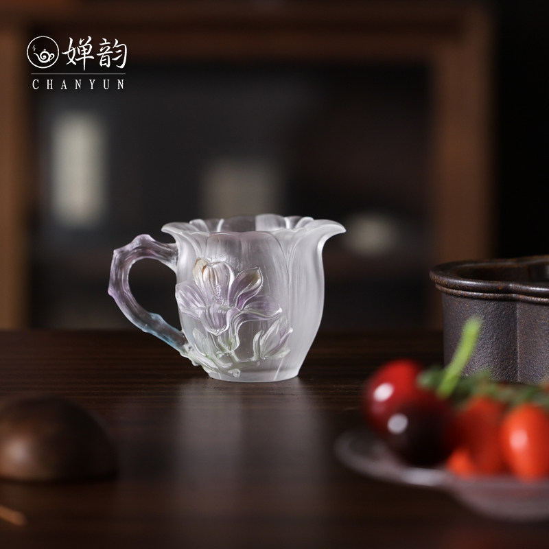 婵韵心缘堂琉璃渐变玉兰花公道杯