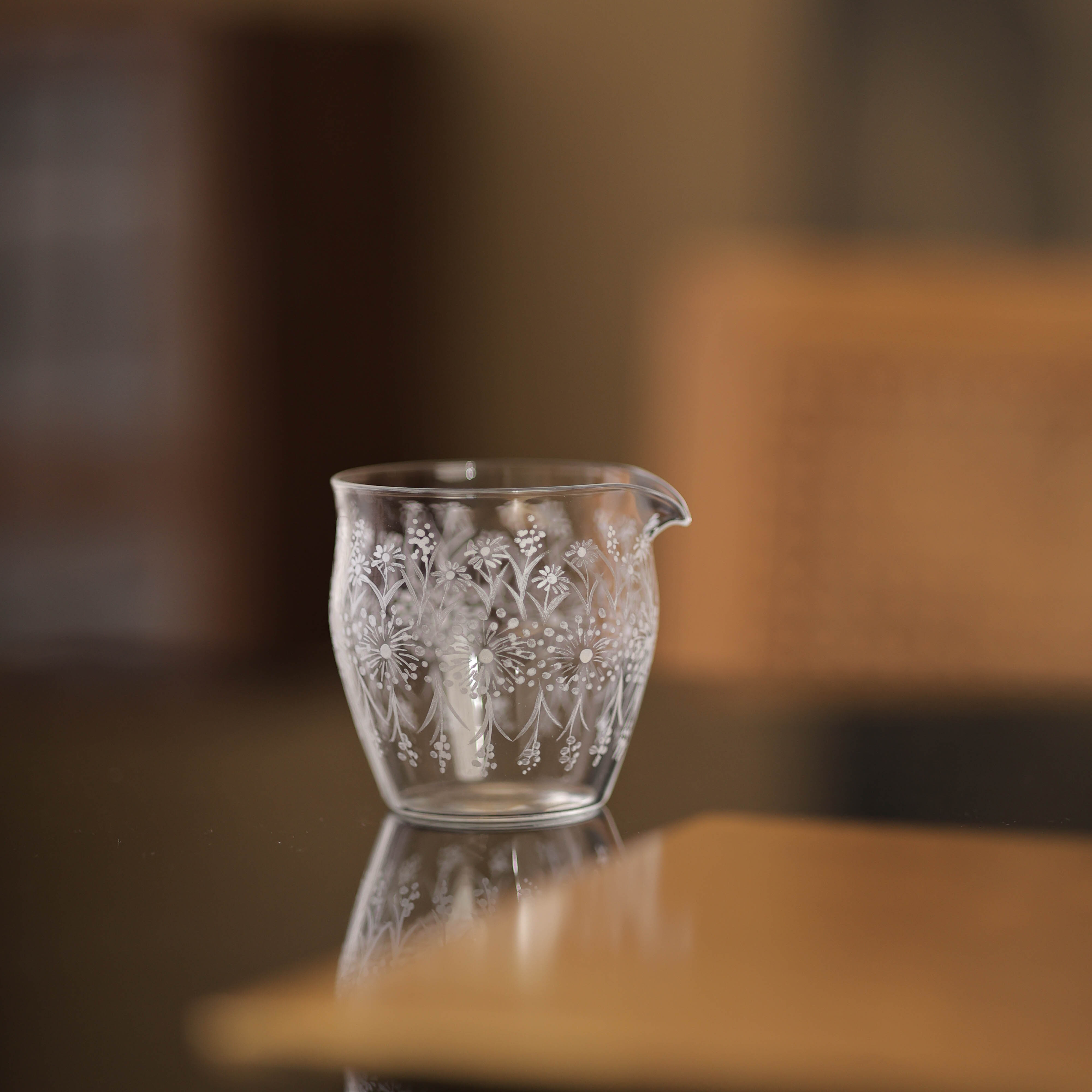 物肆透明耐热玻璃花影公杯