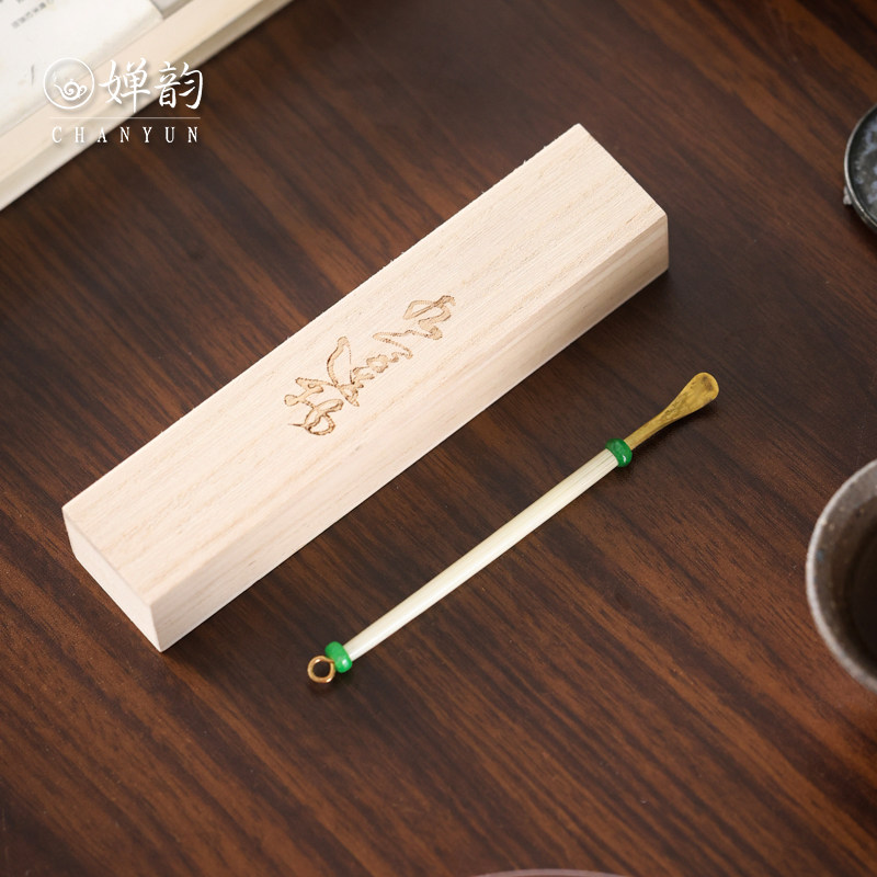 婵韵乐匠翡翠黄铜茶拨茶钥茶匙