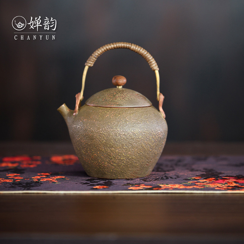 婵韵五福铜器苹果绿提梁壶煮茶壶