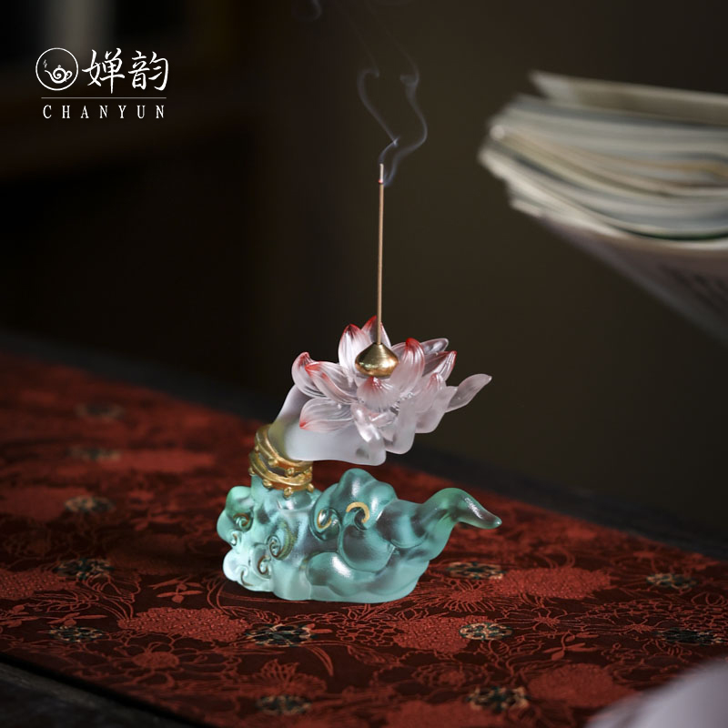 婵韵 心缘堂琉璃观音佛手莲花沉香香插香道茶道配件小田甄选