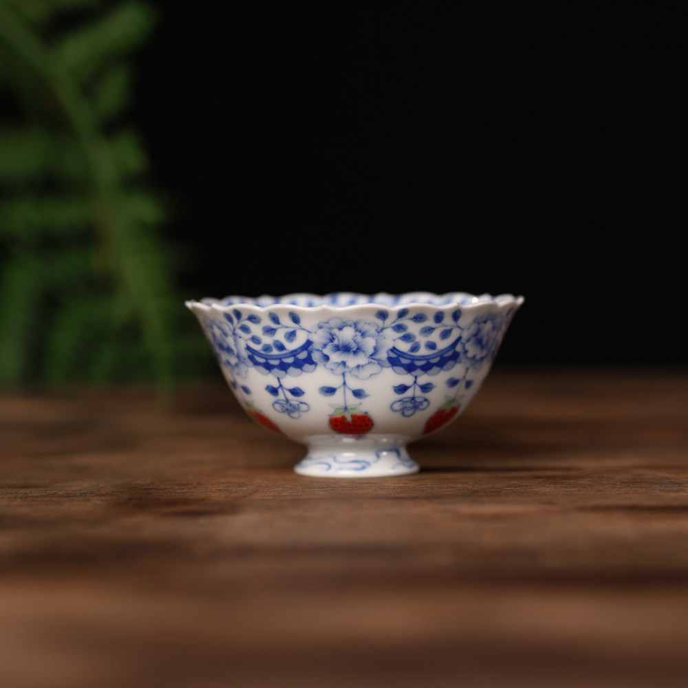 婵韵 青樵轩茶具茶杯草莓杯缠枝莲牡丹杯花口杯主人杯品茗杯,餐饮具,茶杯,淘宝优惠券,粉丝福利购,淘宝优惠卷