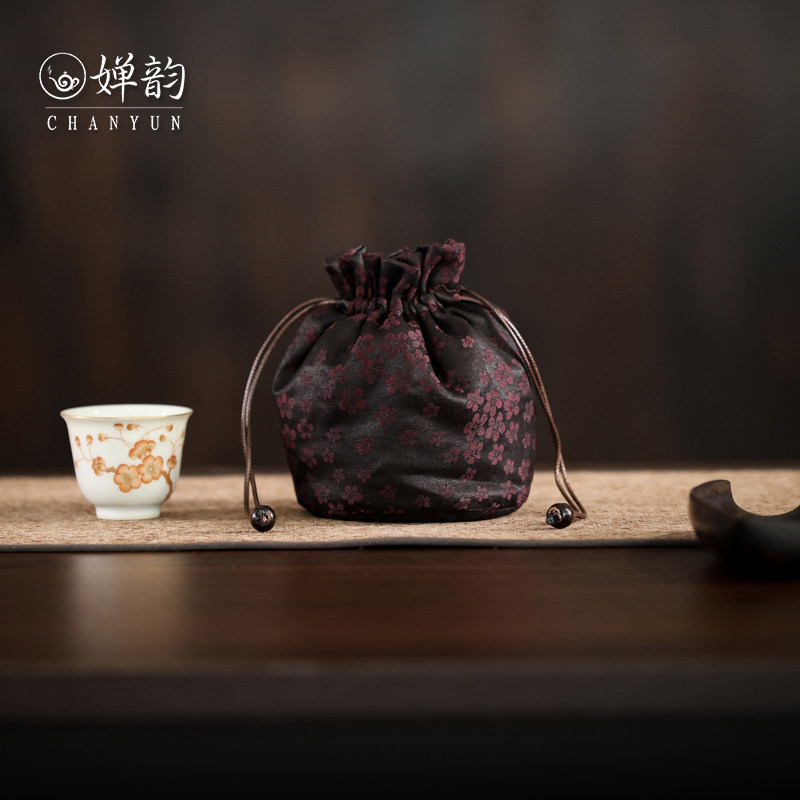 婵韵 慢蓝梅花红带皮绳茶事包茶具收纳包茶包袋户外茶具旅行包,餐饮具,茶道/零配,淘宝优惠券,粉丝福利购,淘宝优惠卷