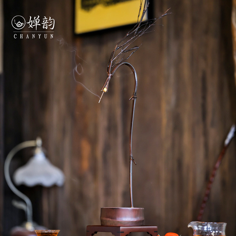 婵韵 手作竹子龙头龙珠挂香炉线香炉香薰炉复古茶桌摆件香道配件