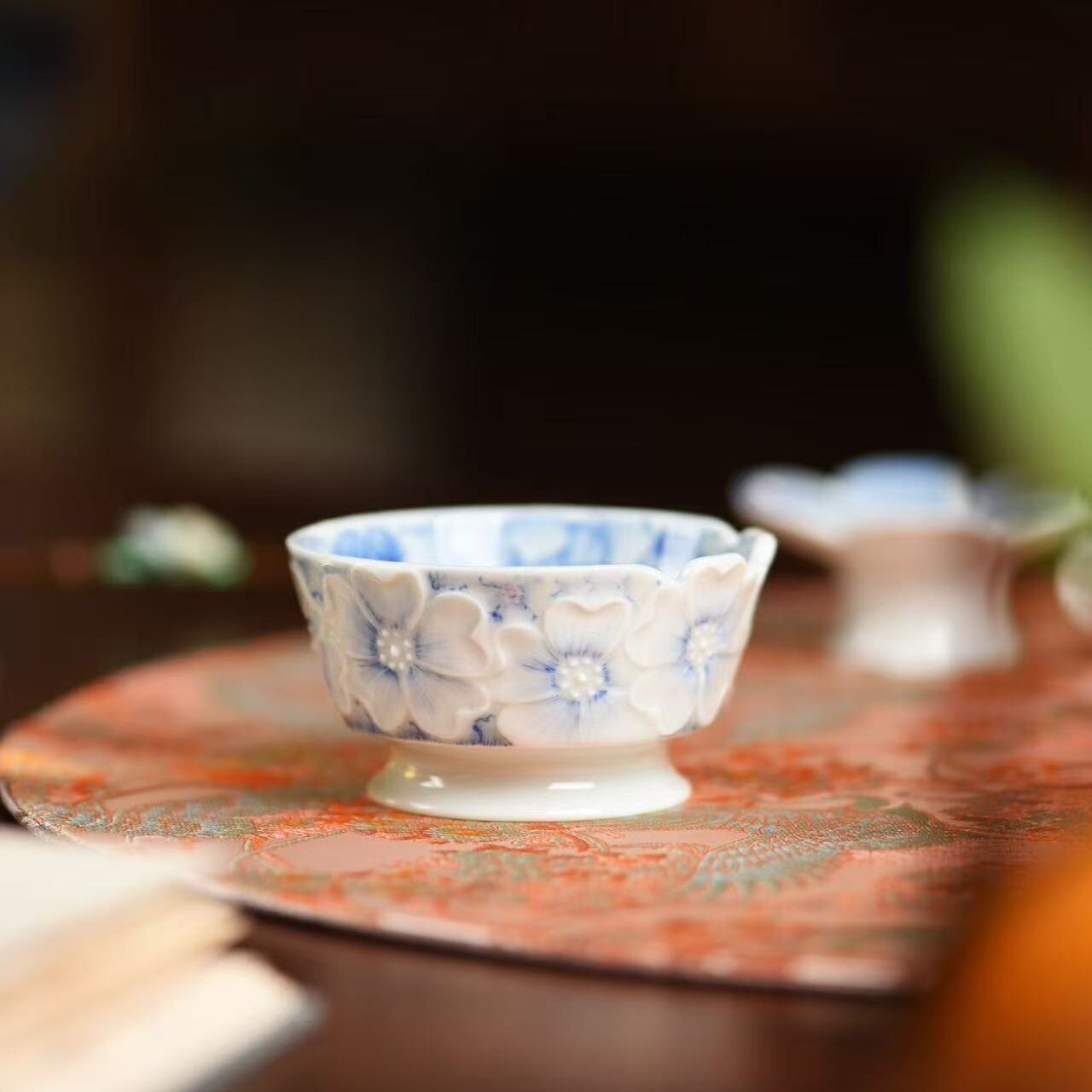 青樵轩雕刻樱花杯主人杯品茗杯
