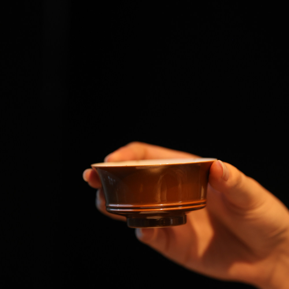 忘言造物紫金青花洒金马上有钱杯
