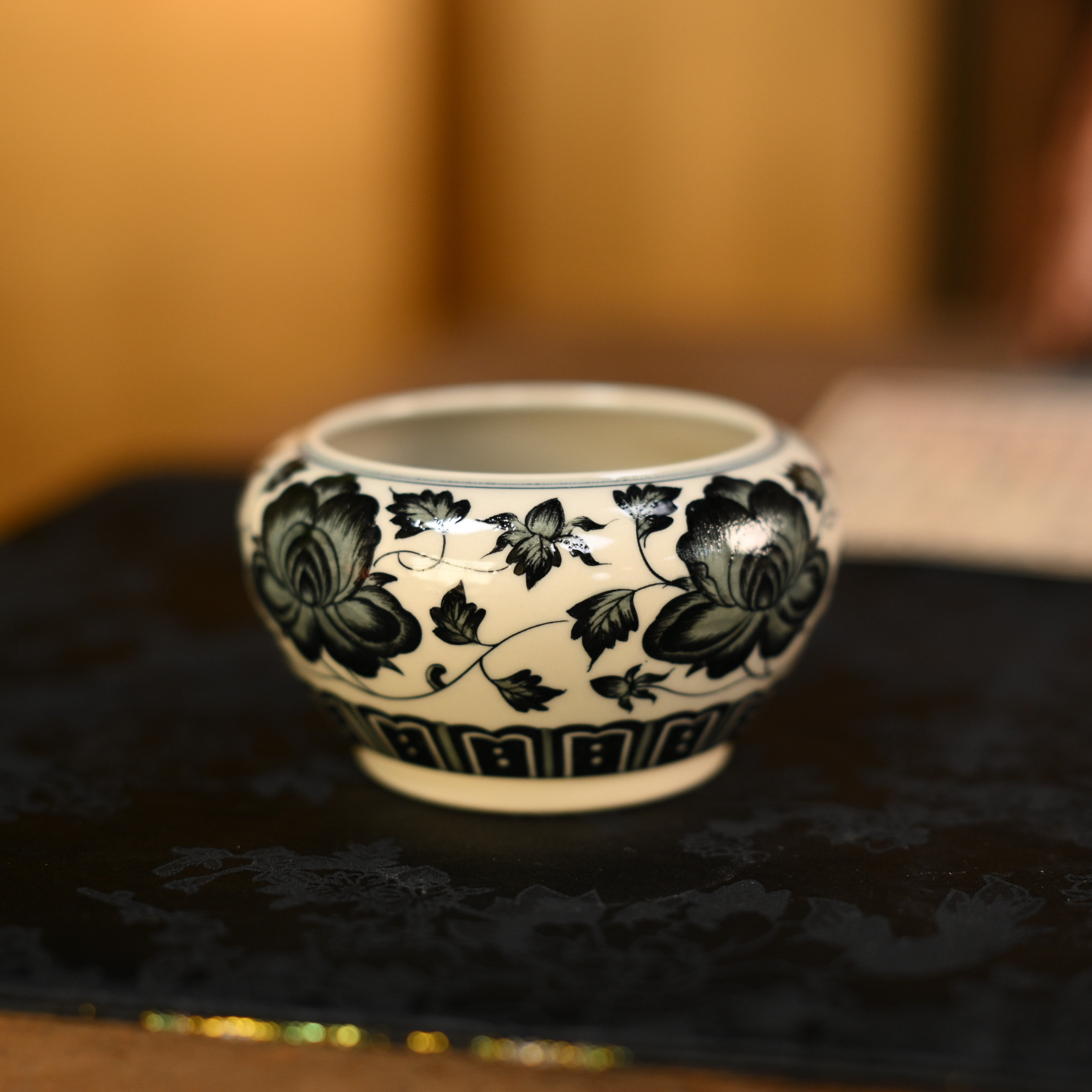 墨冉青花茶具缠枝莲牡丹水洗建水
