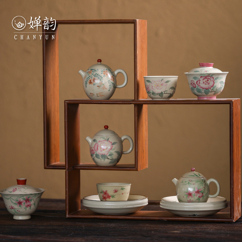 婵韵拙溪茶壶山茶花凌霄花龙蛋壶手绘复古家用泡茶壶小田甄选茶具