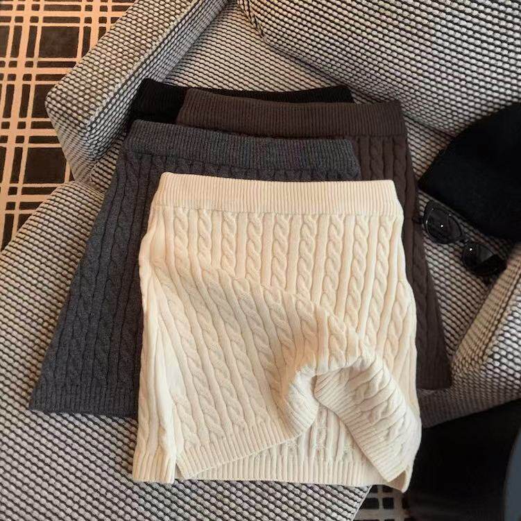 2026美式小众纯色百搭法式甜美风麻花针织半身裙女秋冬A字裙ins潮