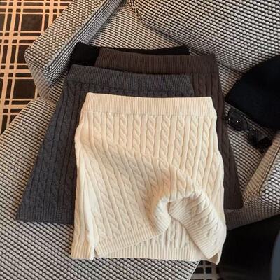 2026美式小众纯色百搭法式甜美风麻花针织半身裙女秋冬A字裙ins潮