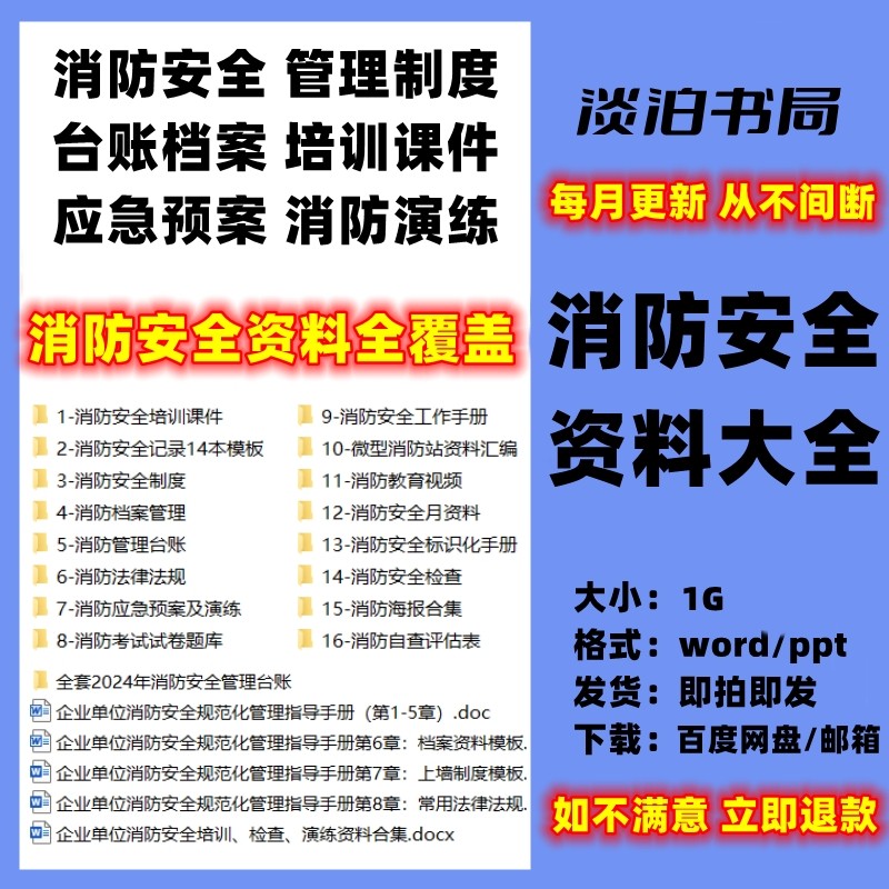 消防安全管理制度电子版消防台账档案检查应急预案演练培训课件