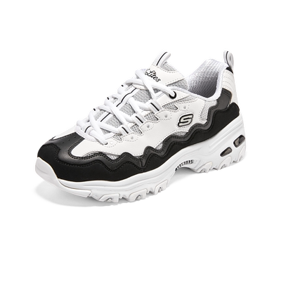 斯凯奇官方outlets女鞋黑白拼色老爹鞋休闲高回弹简约百搭运动鞋