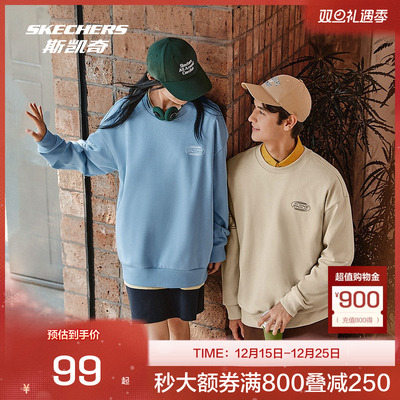 Skechers斯凯奇2025新款秋冬男女同款加绒加厚宽松保暖套头卫衣