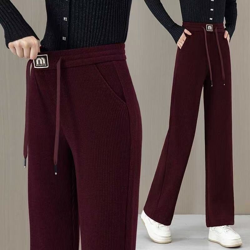 灯芯绒妈妈裤子女秋冬新款加绒宽松高腰保暖休闲裤百搭显瘦直筒裤