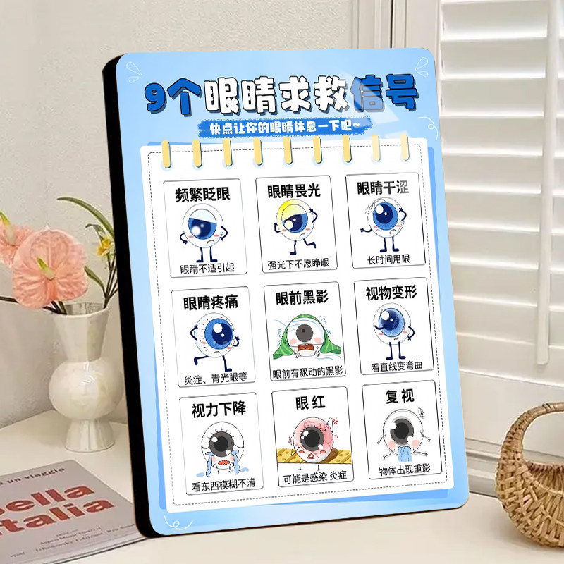 眼睛9个求救信号科普知识展示相框装饰画相框摆台摆件挂画装饰品