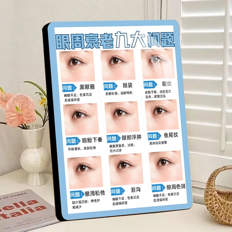 眼周衰老9大问题展示画高清水晶相框摆件美容院眼科管理机构摆台