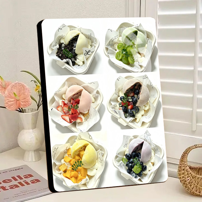 水果雪媚娘宣传美食市集甜品摊位桌面相框展示板甜品店装饰画摆台