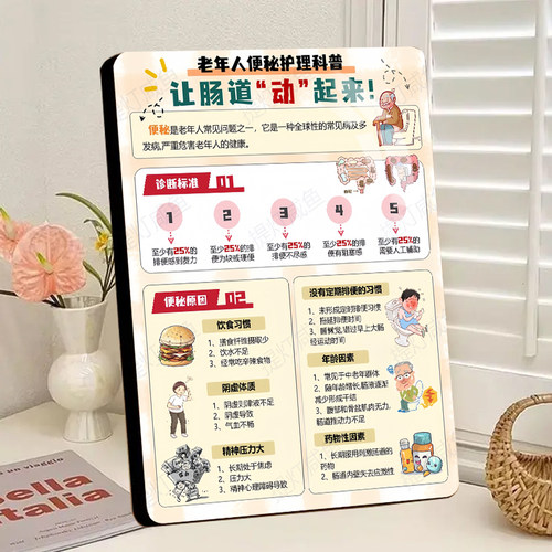 老年便秘护理攻略高清水晶相框摆台肠道科普教育摆件送爸妈礼物