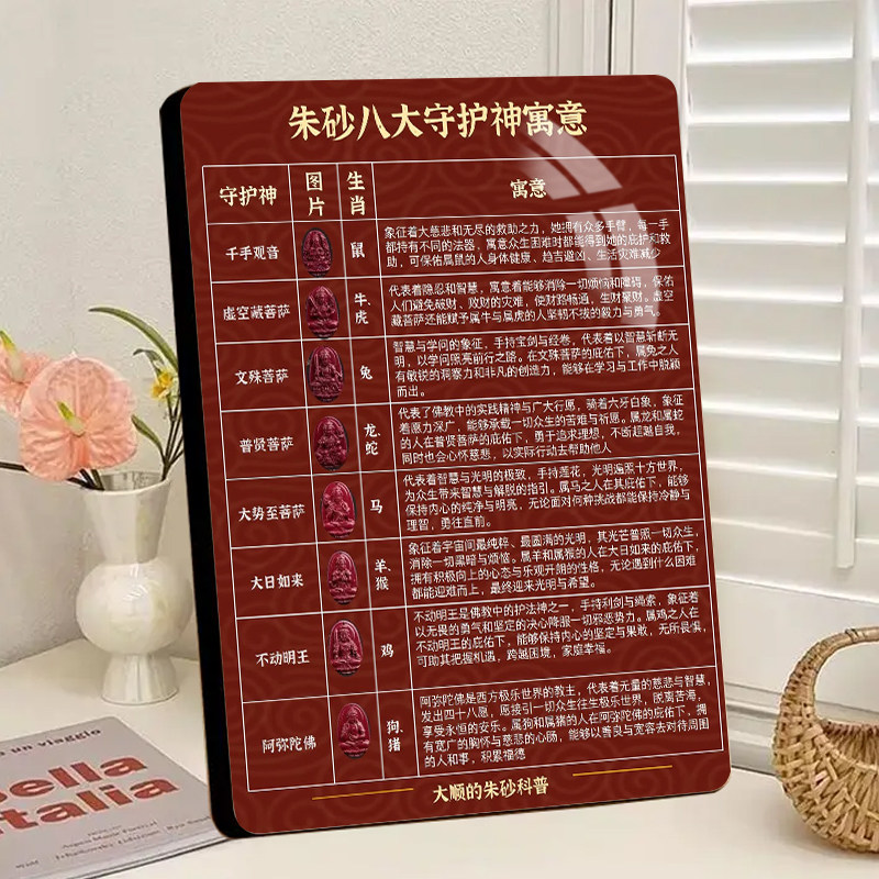 朱砂八大守护神寓意大韩水晶相框摆件办公室书房桌面文艺装饰摆台