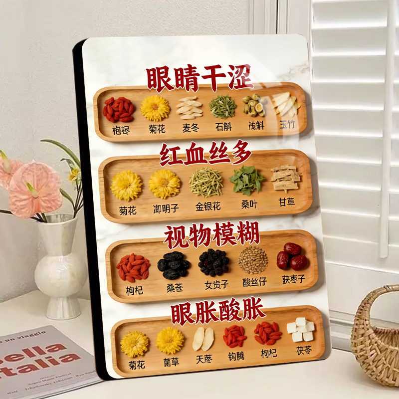 4款对症护眼茶喝茶相框茶坊茶铺办公室房间周边装饰摆台桌面摆件