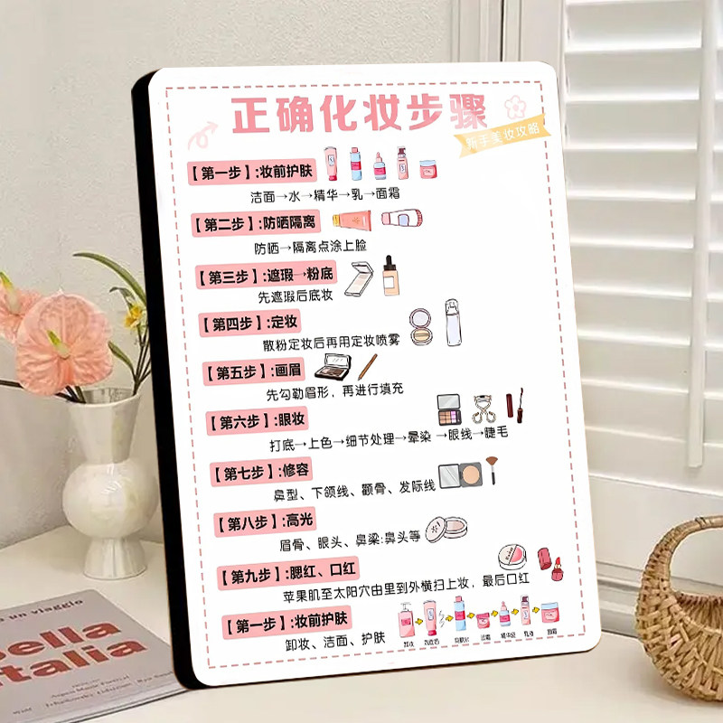 新手化妆思路相框摆件护肤彩妆化妆正确步骤学生初学教程房间摆台