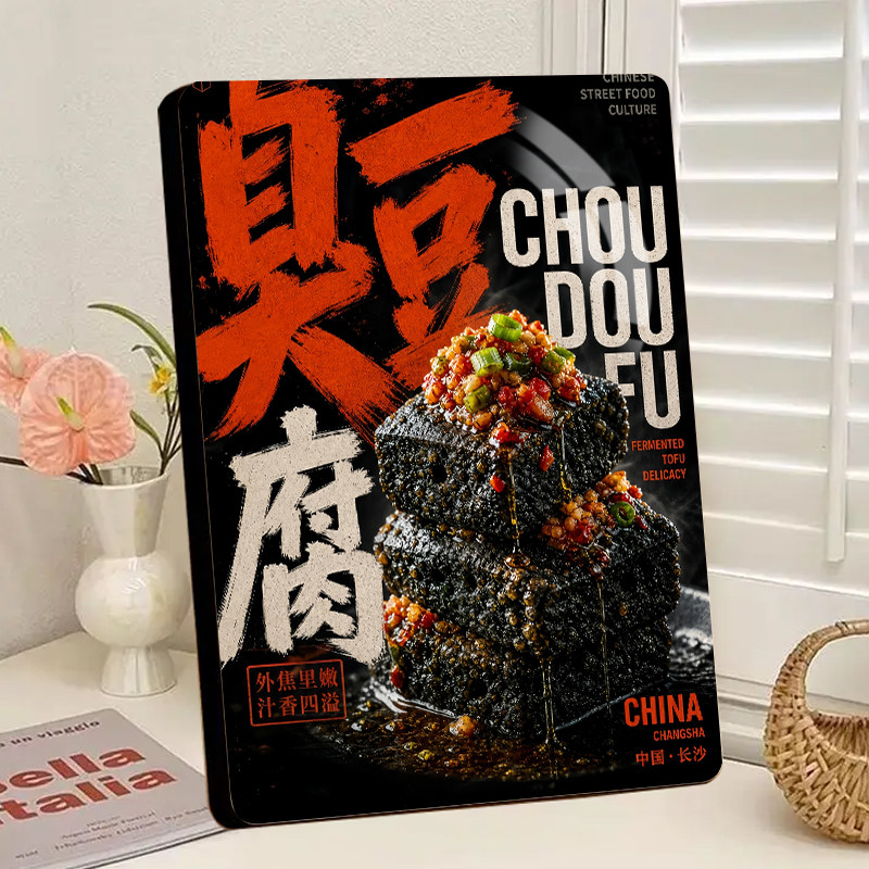 畅销长沙臭豆腐相框黑色经典臭豆腐小吃车地摊夜市摊展示装饰摆台