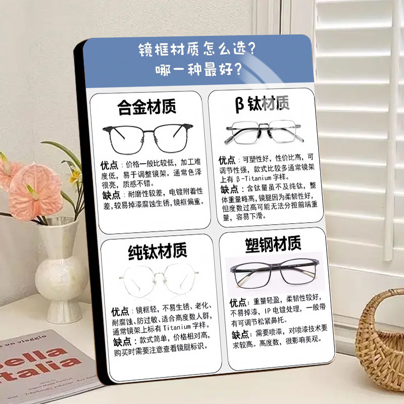 镜框材质选择眼镜店宣传海报成品展示板相框摆件配镜中心装饰摆台