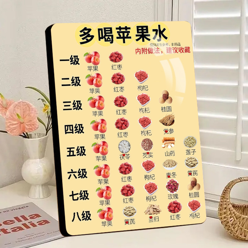 多喝苹果水高清水晶相框摆台装饰桌面摆件中医养生馆广告牌摆台