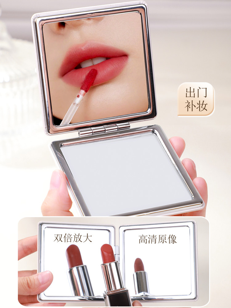 작은 거울 미니 여성용 휴대 화장 거울 작은 원형 거울 휴대용 접이식 낙하 방지 포켓 휴대용 양면 거울