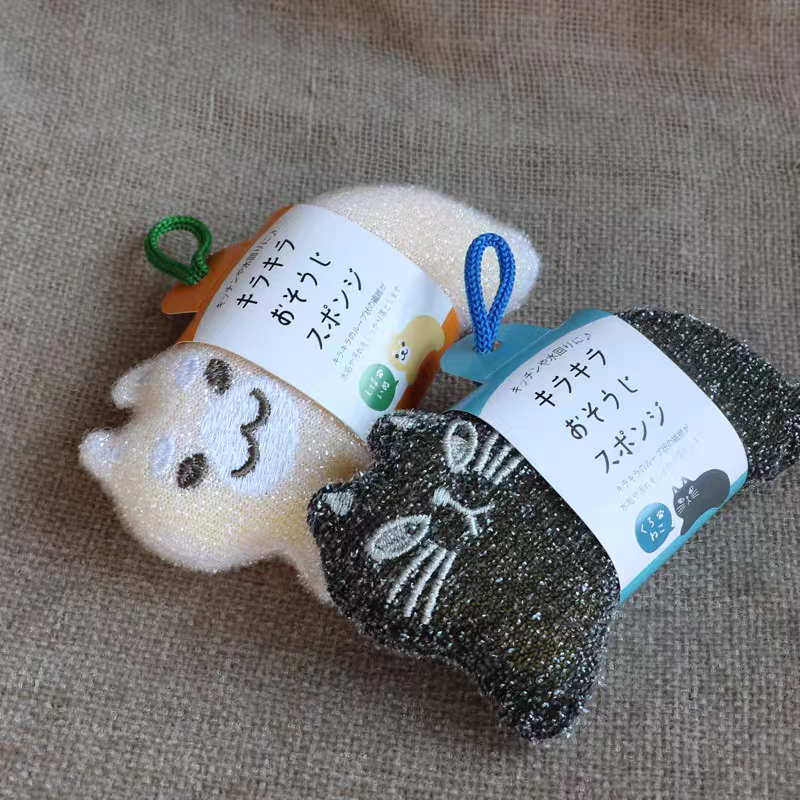 日韩卡通洗碗海绵擦家用厨房百洁布去污不粘锅锅刷可爱猫咪清洁刷